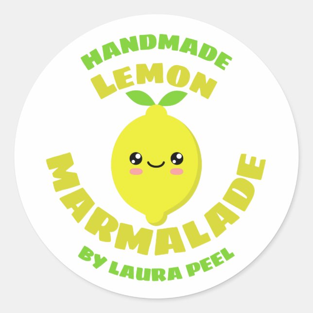 Handmade Lemon Marmalade Runder Aufkleber (Vorderseite)