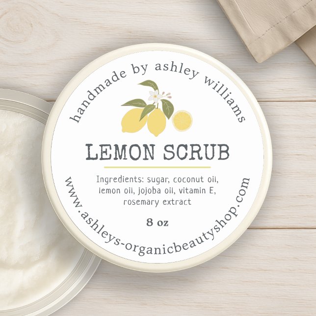 Handmade Lemon Scrub Bio Skincare Jar Runder Aufkleber (Von Creator hochgeladen)