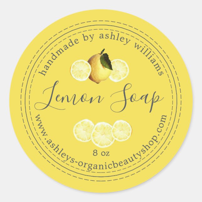 Handmade Lemon Soap Bio Business Runder Aufkleber (Vorderseite)