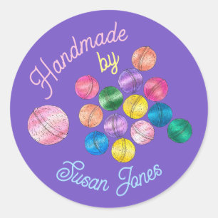 Handmade Made with Love Homemade Bath Shower Bombs Runder Aufkleber