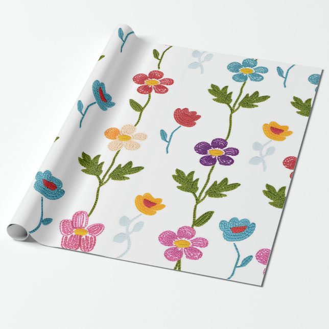 Handmade Minimal Nature Florals Colorful Botanical Geschenkpapier (Ungerollt)