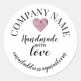 Handmade mit Firmenname der Liebe Runder Aufkleber