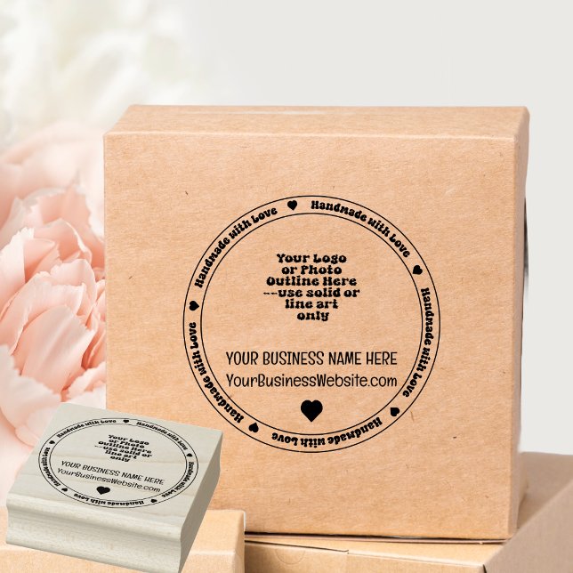 Handmade mit Liebe Business Promo - monochromatisc Gummistempel ("Handmade with Love" Heart Business Promo Monochromatic Rubber Stamp)