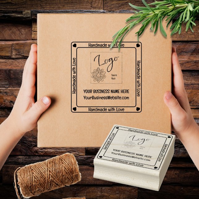 Handmade mit Liebe Business Promo - monochromatisc Gummistempel ("Handmade with Love" Business and Promotional Monochromatic Rubber Stamp - Multiple Colors Available)