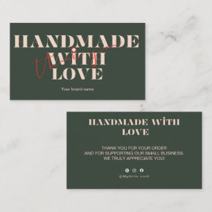 Handmade mit Liebe Dankeskarten für Kleinunternehm Visitenkarte