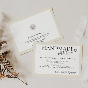 HANDMADE MIT LIEBE Einlegen moderne schicke Elfenb Dankeskarte