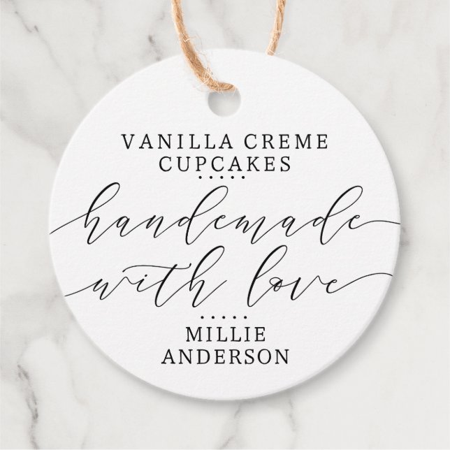 Handmade mit Liebe Handgeschriebenes Script Busine Geschenkanhänger (Vorderseite)