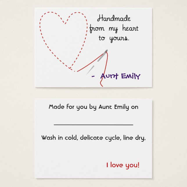 Handmade mit Liebe Hang Tag (Vorne & Hinten)
