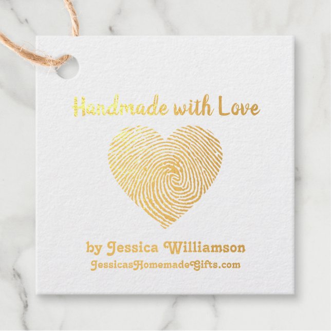 Handmade mit Liebe Herzname Personalisiert Geschenkanhänger (Vorderseite)