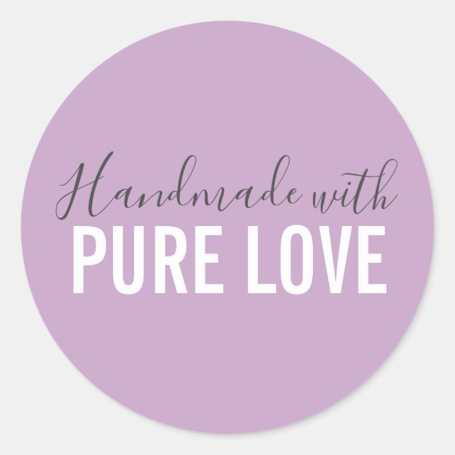Handmade mit Liebe lilac typografic script Runder Aufkleber (Vorderseite)