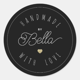 Handmade mit Liebe Minimalistische Skriptkalligraf Runder Aufkleber