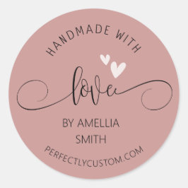 Handmade mit Liebe Name URL Business Runder Aufkleber