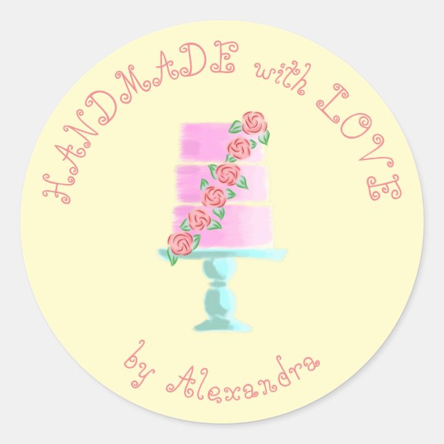 HANDMADE mit LIEBE personalisierter Tier Classic Runder Aufkleber (Vorderseite)