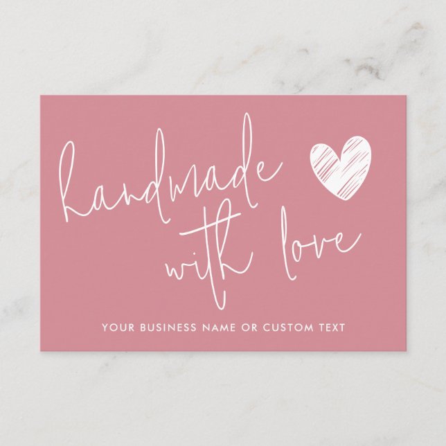 Handmade mit Liebe Pink Danke Candle Care. Begleitkarte (Vorderseite)