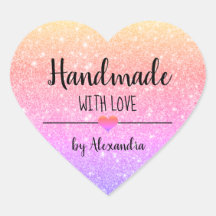 Handmade mit Liebe Regenbogen Glitzer Skript