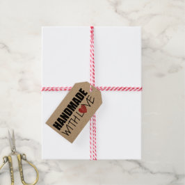 HANDMADE mit Liebe Rotes Herz Briefmarke Geschenkanhänger