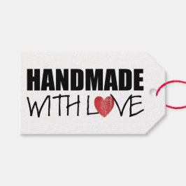 HANDMADE mit Liebe Rotes Herz Briefmarke Geschenkanhänger