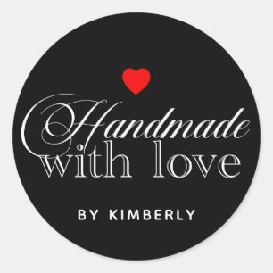 Handmade mit Liebe Simple Black Runder Aufkleber