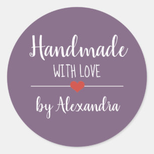 Handmade mit lila Liebe Runder Aufkleber