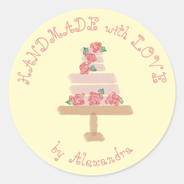 HANDMADE mit personalisierter LIEBE Runder Aufkleber (Vorderseite)