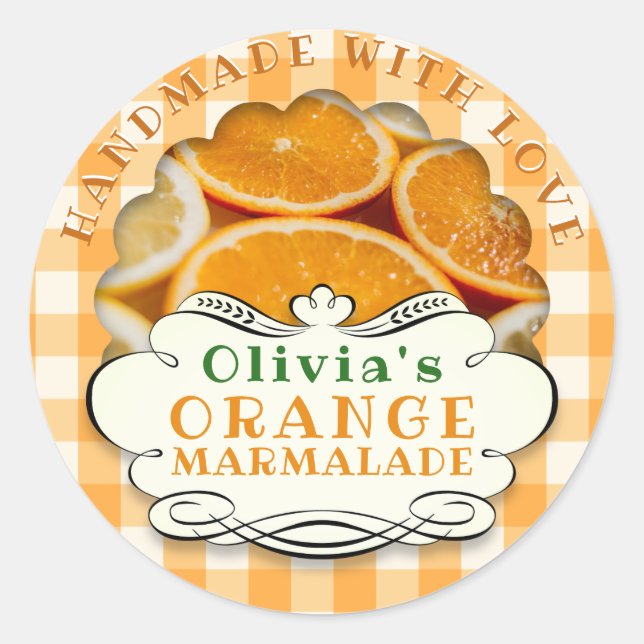 Handmade Orange Marmalade Runder Aufkleber (Vorderseite)