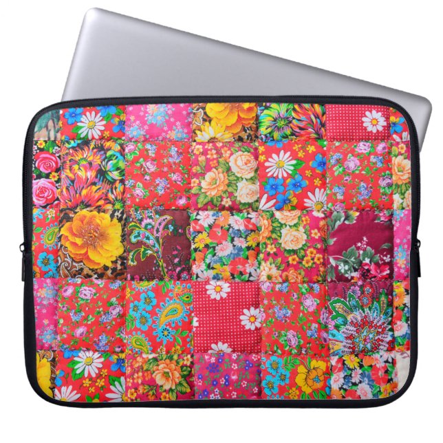 Handmade patchwork quilt with floral pattern as ba laptopschutzhülle (Vorderseite)