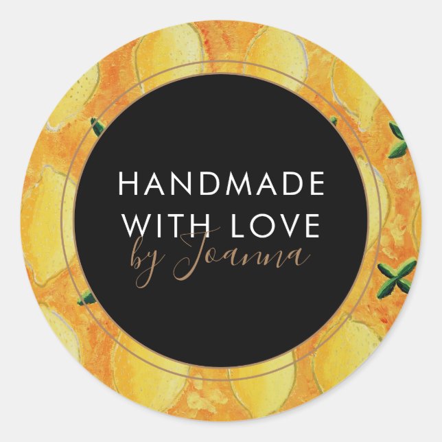 Handmade Product Business Lemon Fruchtlabel Runder Aufkleber (Vorderseite)