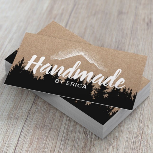Handmade Products Mountain Logo Rustic Kraft Visitenkarte (Von Creator hochgeladen)