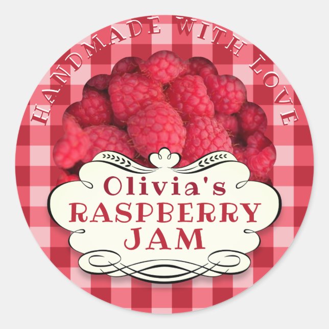 Handmade Raspberry Jam Runder Aufkleber (Vorderseite)