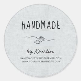 Handmade Rustic Grau Leinwand Runder Aufkleber