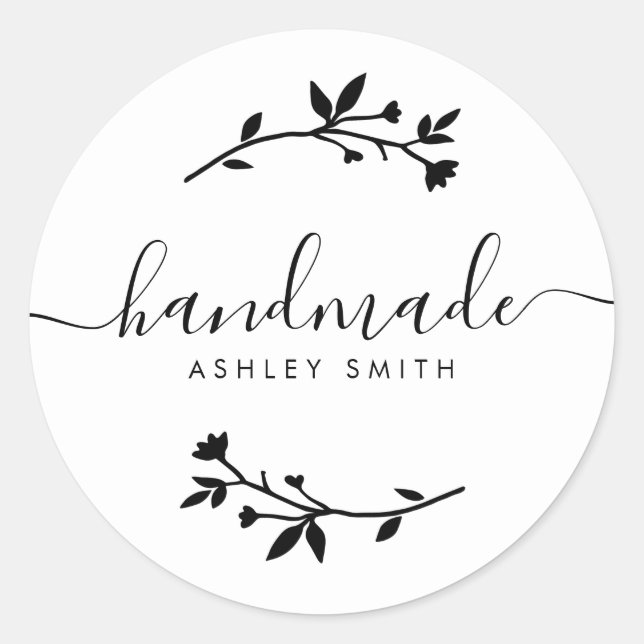 Handmade Rustic Kraft Business Card Runder Aufkleber (Vorderseite)