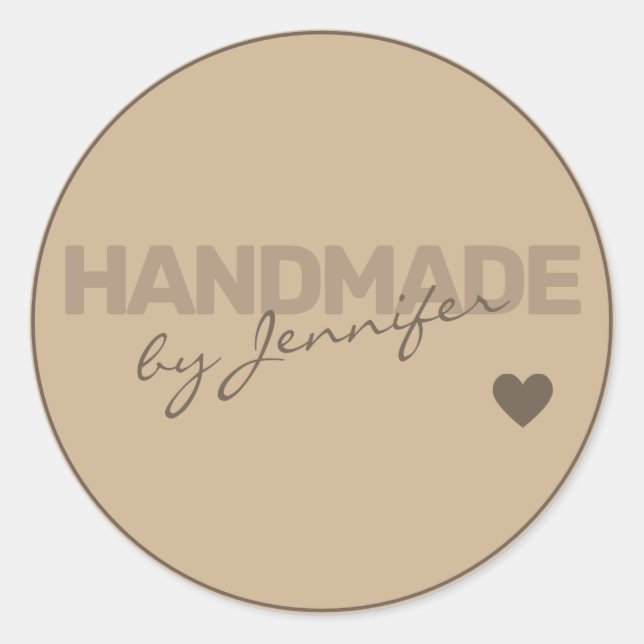 Handmade Rustic Natural Paper Simple Style Heart Runder Aufkleber (Vorderseite)