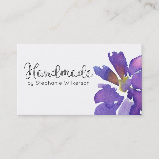Handmade Simple Floral Business Card Visitenkarte (Vorderseite)