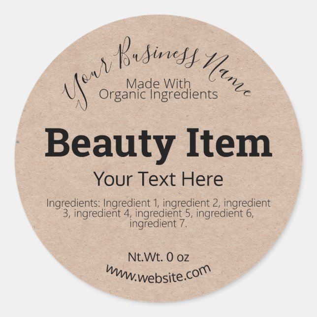 Handmade-Skin-Care-Geschäft Runder Aufkleber (Vorderseite)
