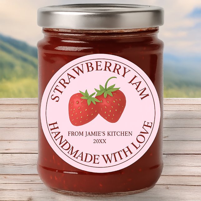 Handmade Strawberry Jam Label Runder Aufkleber (Von Creator hochgeladen)