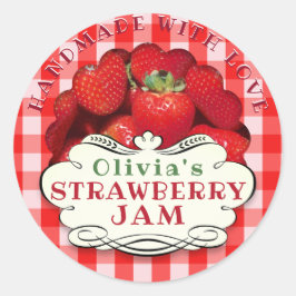 Handmade Strawberry Jam Runder Aufkleber