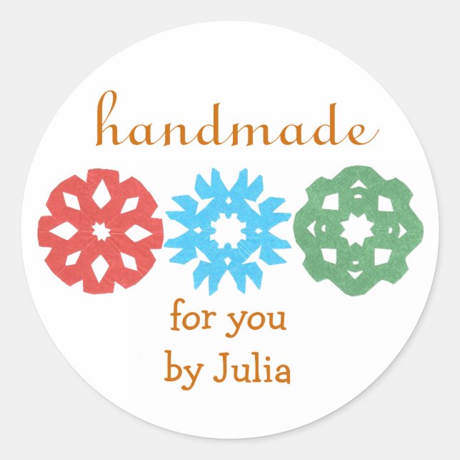 "Handmade"-Weihnachtsgeschenk Runder Aufkleber (Vorderseite)