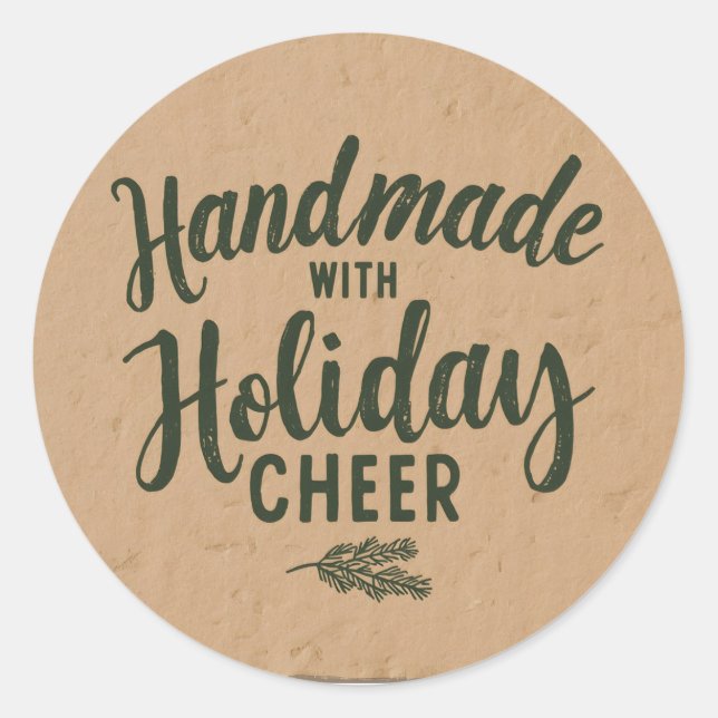 Handmade with Holiday Cheer Runder Aufkleber (Vorderseite)