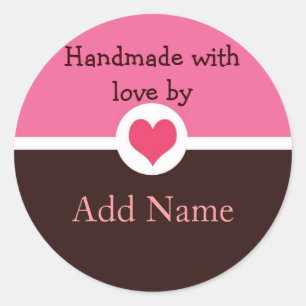 "Handmade with Liebe"-Geschenkaufkleber Runder Aufkleber
