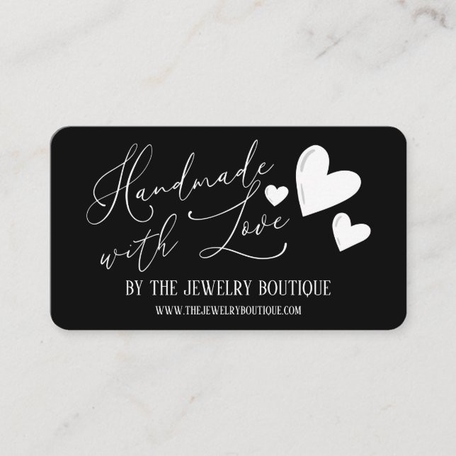 Handmade with Liebe Hearts Script Etsy Zuhause Cra Visitenkarte (Vorderseite)