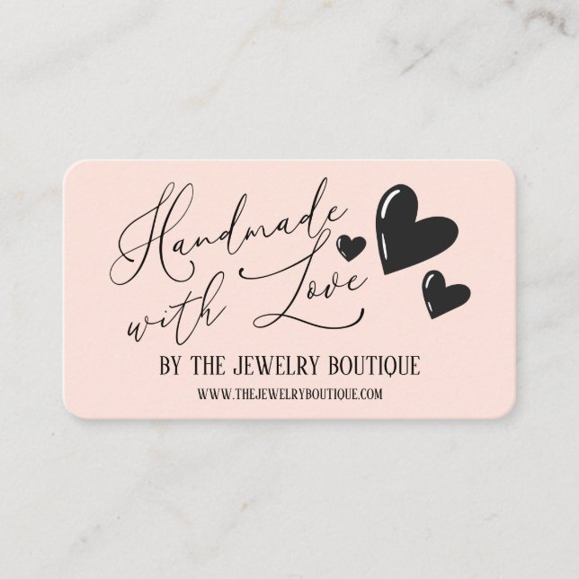 Handmade with Liebe Hearts Script Etsy Zuhause Cra Visitenkarte (Vorderseite)