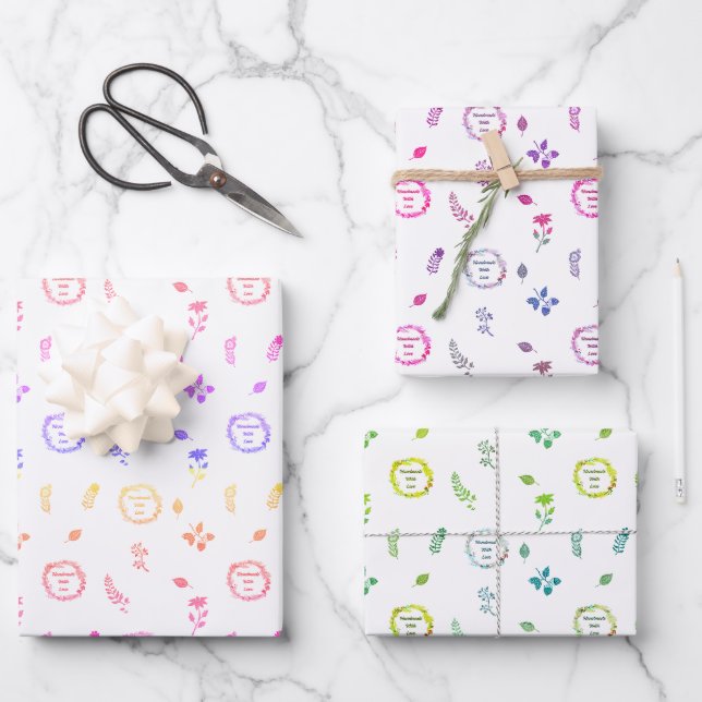 "Handmade with Liebe" - Set für helles Schleifpapi Geschenkpapier Set (Vorderseite)