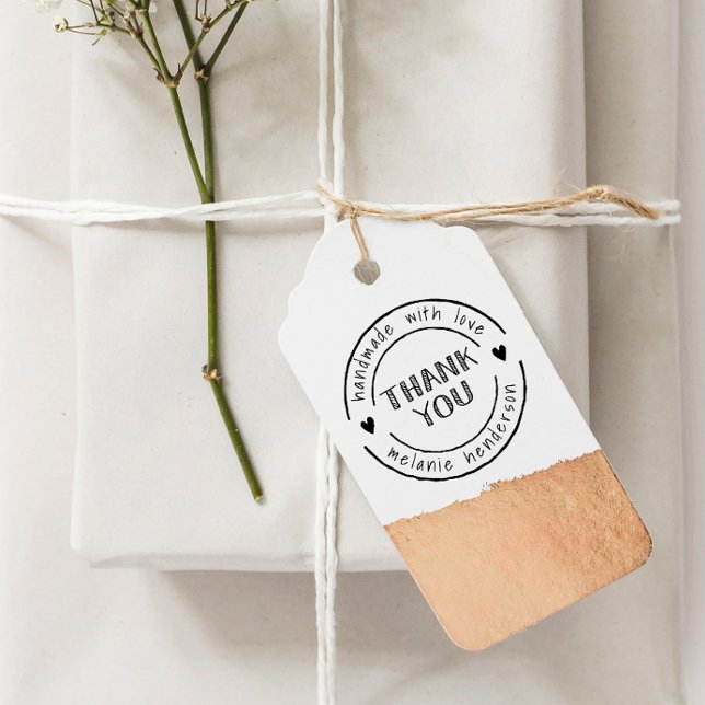 Handmade With Love & Custom Name Cute Thank You Permastempel (Rubber Stamp Mock-up)