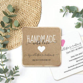 Handmade With Love Etsy Home Crafter Art Fair Gold Quadratische Visitenkarte