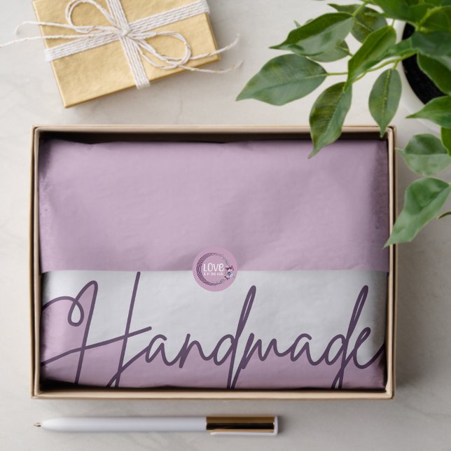 Handmade With Love Purple Small Business Packaging Seidenpapier (Von Creator hochgeladen)