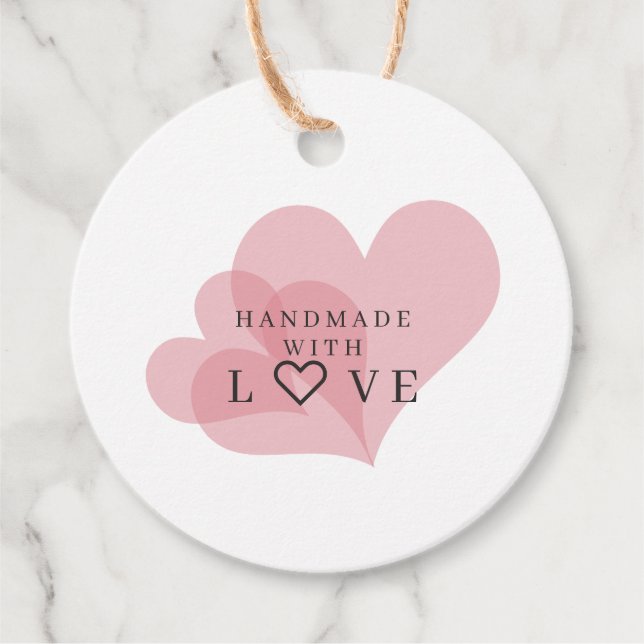 Handmade with Love Quote on Transparent Hearts Geschenkanhänger (Vorderseite)