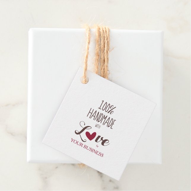 Handmade with Love Quote with Heart im Netz Design Geschenkanhänger (Beispiel)