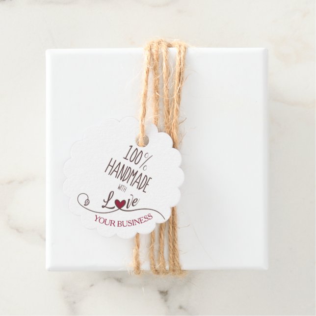Handmade with Love Quote with Netz Heart Geschenkanhänger (Beispiel)