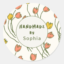 Handmade With Love Sketchy Floral | Fresh Meadow Runder Aufkleber
