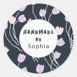 Handmade With Love Sketchy Floral Midnight Garden Runder Aufkleber